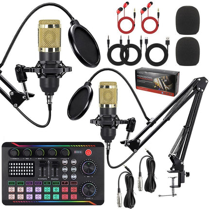 Wired Studio Condenser Microphone with Live Sound Card 20Hz to 20kHz for Streaming Podcast Music