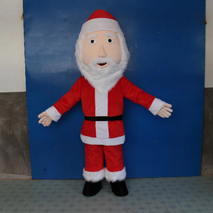 Cartoon Santa Mascot Outfit for Adults Soft EVA Plush Holiday Character Suit
