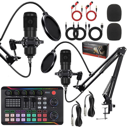 Wired Studio Condenser Microphone with Live Sound Card 20Hz to 20kHz for Streaming Podcast Music