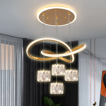 Modern LED Crystal Glass Pendant Light for Living Dining Room Interiors