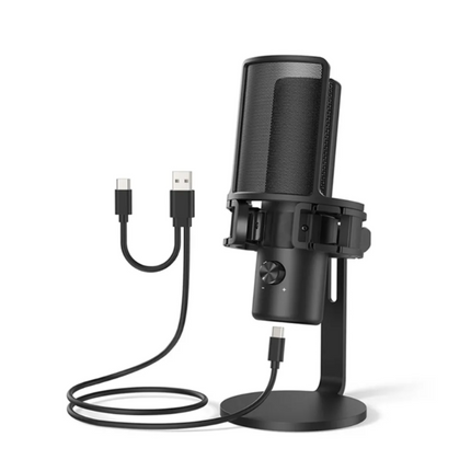 USB Desktop Condenser Microphone with LED Glow, Metal Build for Streaming, Voice Chat & Studio Recording