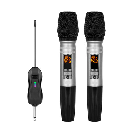 Dual Wireless Handheld Condenser Microphones with UHF Receiver for Singing, Speaking and Events