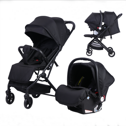 Portable 3-in-1 Pushchair Pram with Multi-Position Recline, EVA Wheels and Easy Folding Design