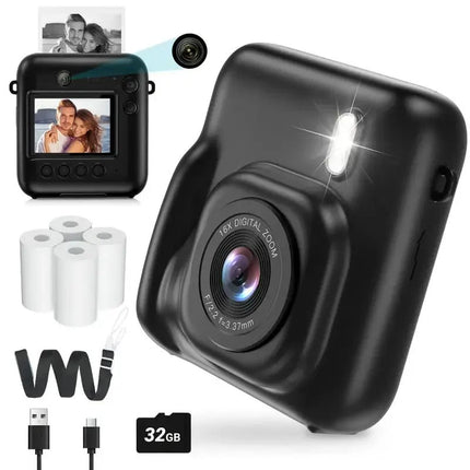Portable Mini Digital Camera with Instant Thermal Printing and 1080P Video