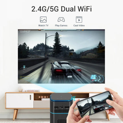 Portable HD Smart Projector with Auto Keystone, 180 ANSI Lumens, Android 11 – White