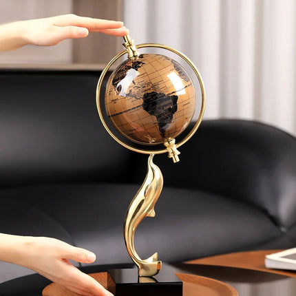 Premium Decorative Crystal Dolphin Sculpture with Elegant Copper Base Modern Home Accent
