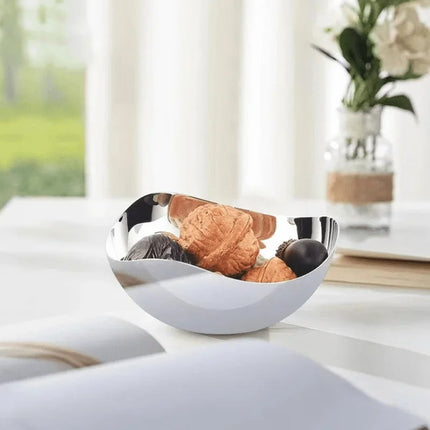 Stainless Steel Petal-Shaped Fruit Plate Large Mirror Finish Serving Bowl