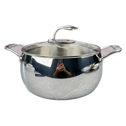 Stainless Steel Apple Shape Soup Pot 24cm or 26cm Thick 2.5mm Cooking Pot for Soups Noodles and Stews