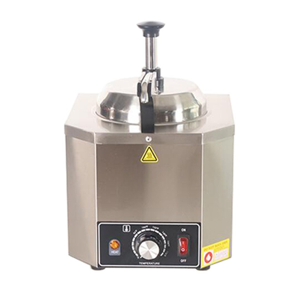 2L Heated Stainless Steel Sauce Warmer & Pump Dispenser for Nacho Cheese, Hot Fudge & Toppings