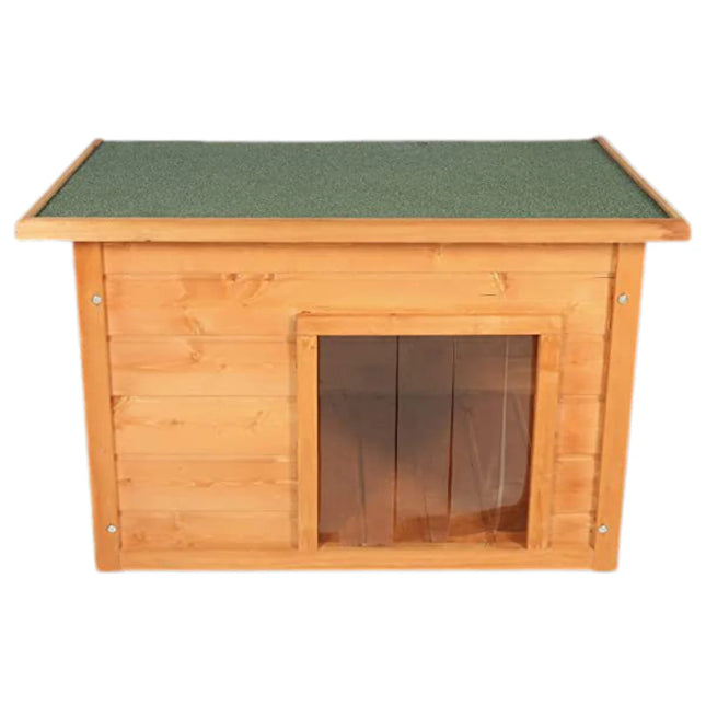 Outdoor Wooden Pet Shelter with Rustic Cabin Design and Weather Protection