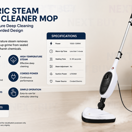 Electric Steam Floor Cleaner Mop High Temperature Deep Cleaning Lightweight Corded Design