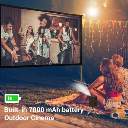 Compact Portable Smart Projector with Android 9.0, 120 ANSI Lumens, Keystone Correction – Black