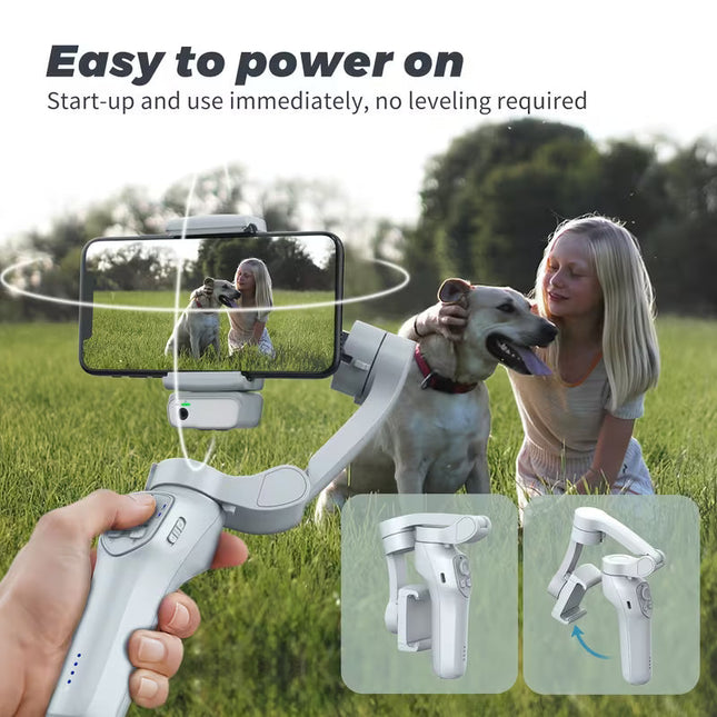 Portable 3-Axis Handheld Smartphone Gimbal Stabilizer – Foldable Design for Vlogging and Live Streaming