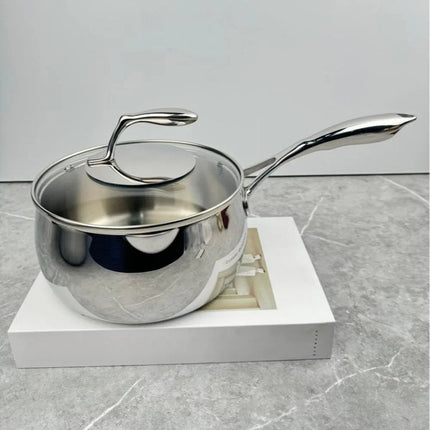 16cm or 18cm Stainless Steel Cooking Pot 2.3mm Thick Deep Saucepan for Milk Soup and Noodles
