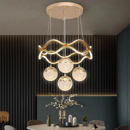 Modern Nordic Pendant Ceiling Light Acrylic Crystal Shade Adjustable Hanging Design Indoor Decorative Lighting