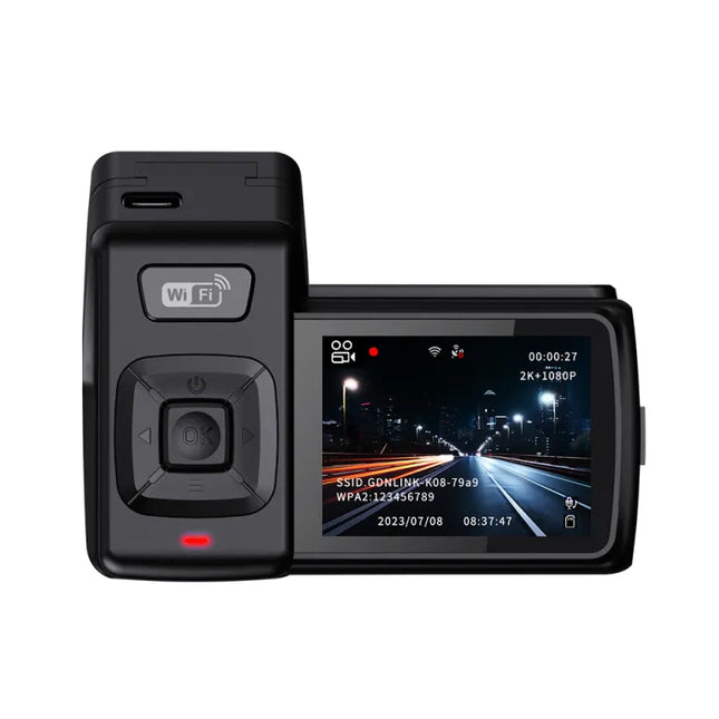 Dual Lens 2K Dash Camera with Rear Camera, WiFi App Control, G-Sensor & 24 Hour Parking Monitor