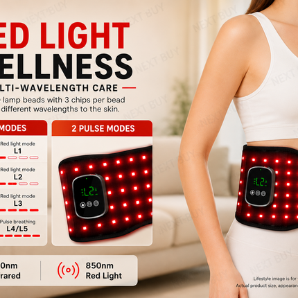 Cordless Infrared & Red LED Relaxation Wrap for Back, Waist and Joint Support