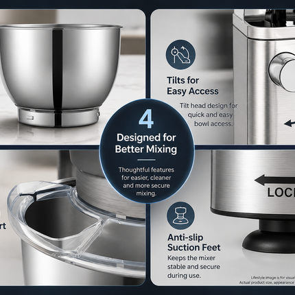 8L Planetary Stand Mixer 1500W – 10-Speed Control for Dough, Batter & Baking