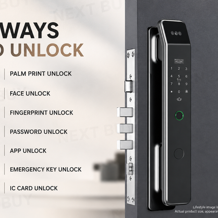 3D Face Recognition Smart Door Lock with HD Camera, Fingerprint, WiFi App Control and 4.5-Inch Display