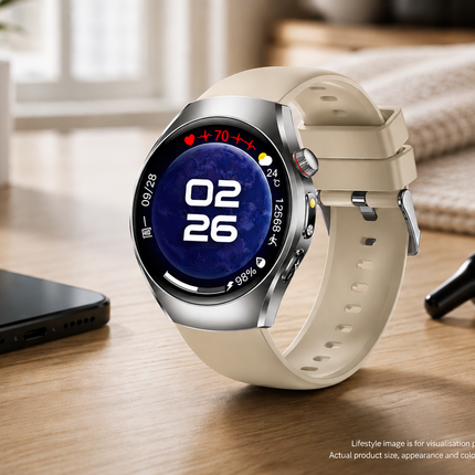 1.43 Inch AMOLED Smart Watch with Bluetooth Call, ECG, HRV & Body Temperature Monitor IP68