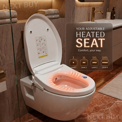 Smart Bidet Toilet Seat with Heated Seat, Auto Open/Close, Night Light, and Remote Control