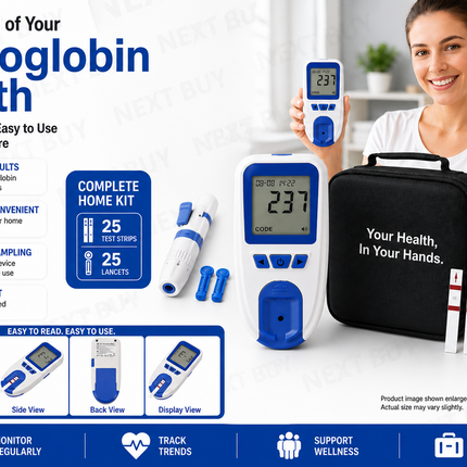 Home Hemoglobin Meter Kit with 25 Test Strips, Lancets, Lancing Device & Travel Case