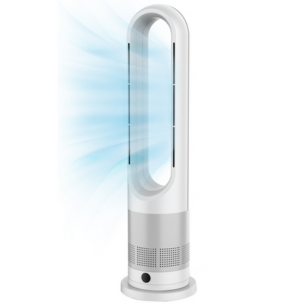 Portable 30W Tower Cooling Fan with Slim Vertical Space-Saving Design – White