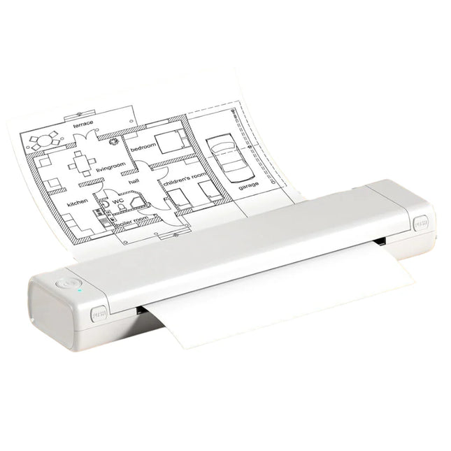 Wireless A4 Heat Printing Machine – Compact Inkless Printer with Type-C Rechargeable Power
