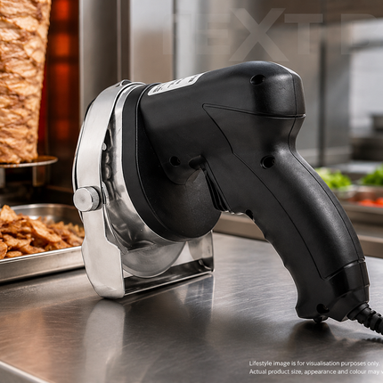 Commercial Electric Kebab Knife 80W Handheld Meat Slicer 100mm Blade Adjustable 0–8mm