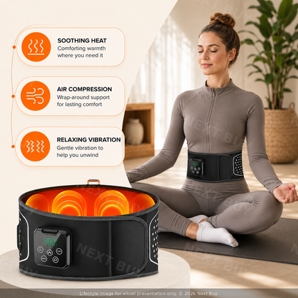 Heated Lumbar Support Belt with Air Compression & Vibration Massage for Lower Back Support