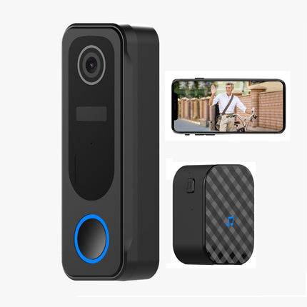 Wireless IP65 Waterproof Video Doorbell with PIR Motion Detection, Two-Way Audio & 5200mAh Rechargeable Battery