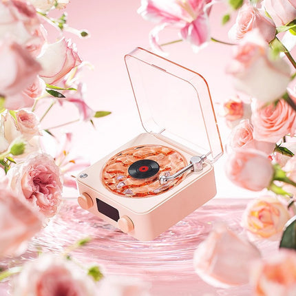 Portable Retro Vinyl Style Wireless HiFi Speaker with Clock, White Noise & Ambient Night Light