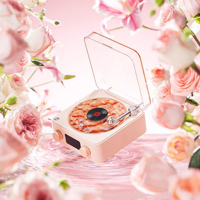 Portable Retro Vinyl Style Wireless HiFi Speaker with Clock, White Noise & Ambient Night Light