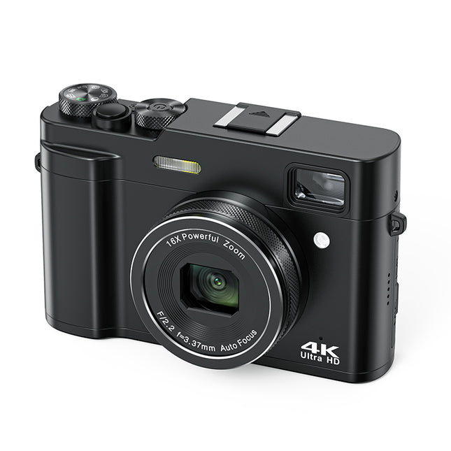 Portable 4K Selfie Camera with 2.8” Display, Dual CMOS Sensors, 48MP Interpolation and 256GB Support – Black