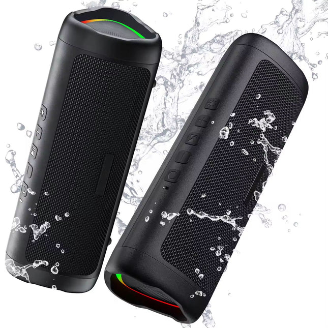 Portable Bluetooth 5.3 Waterproof Party Speaker with RGB LED Lights, Built-in Mic & 5-10 Hour Battery