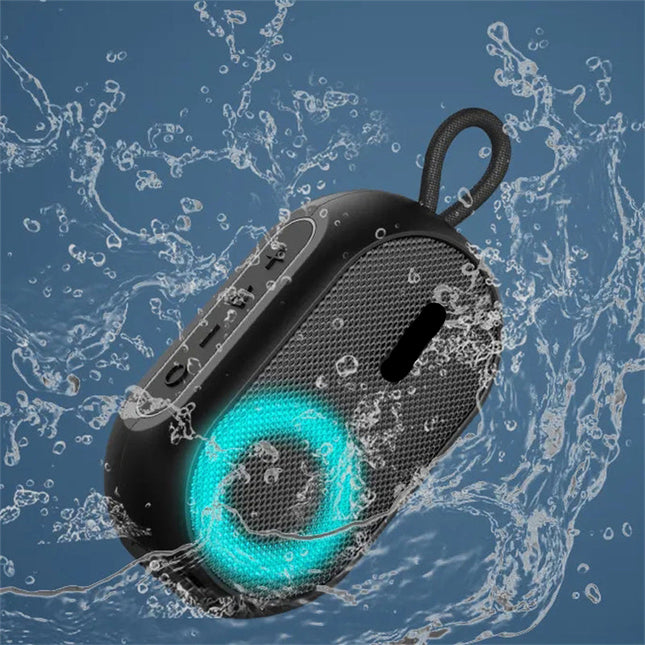 Portable IPX6 Waterproof Bluetooth Speaker with Colorful RGB Lights, 1200mAh Rechargeable Battery