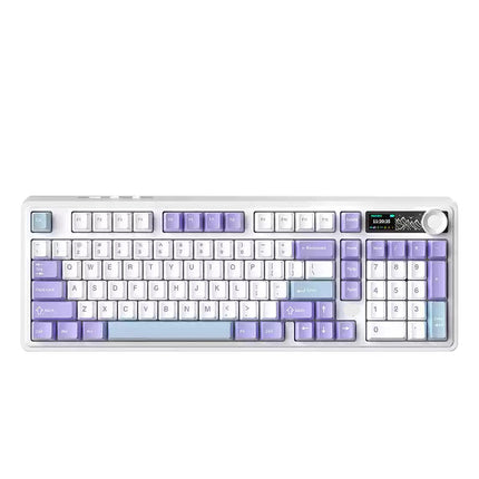 Tri Mode Mechanical Gaming Keyboard Flaming Red Switch RGB Lighting Display Control Knob Wireless Wired Bluetooth