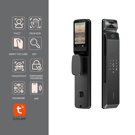 Smart WiFi Front Door Lock with Face Recognition, Palm Vein, Fingerprint & HD Camera