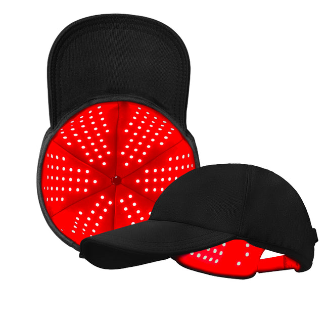 Portable LED Hair Growth Cap with 180 Red, Near-Infrared, and Infrared LEDs – 20-Minute Auto Timer, USB Powered, Black