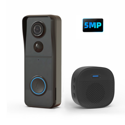 5MP Wireless Video Doorbell Camera with PIR Motion Detection, Two-Way Audio & IP65 Weatherproof Design