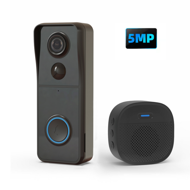 5MP Wireless Video Doorbell Camera with PIR Motion Detection, Two-Way Audio & IP65 Weatherproof Design