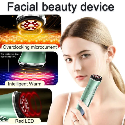Portable Cordless Facial and Eye Massage Device with Red LED