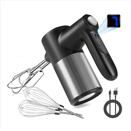 Portable Cordless Hand Mixer 7-Speed Rechargeable Design with Storage Base
