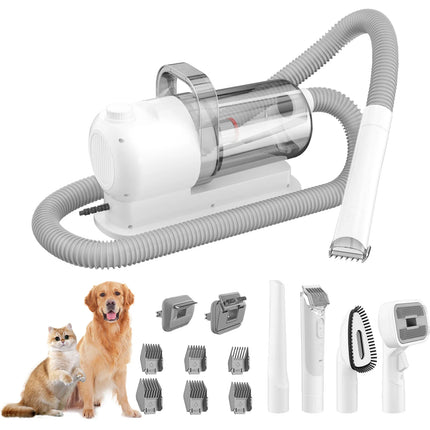 Professional Pet Hair Trimming Vacuum Kit with Quiet Groomer, Clipper & Shedding Tools