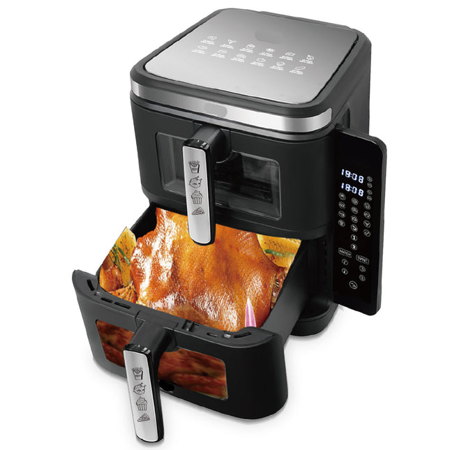11L Dual Zone Air Fryer with 5.5L + 5.5L Baskets, LED Touch Display & Oil-Free Cooking