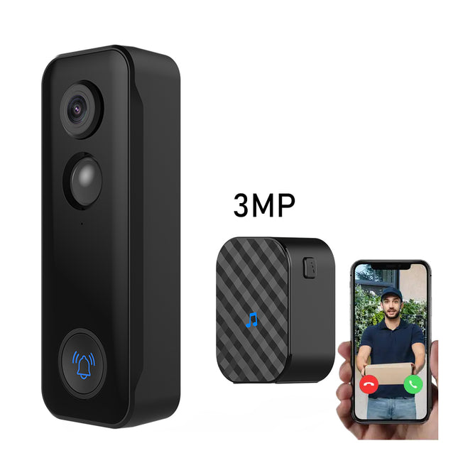 Wireless IP65 Weatherproof Video Doorbell with 2-Way Audio, PIR Motion Detection & 5200mAh Battery