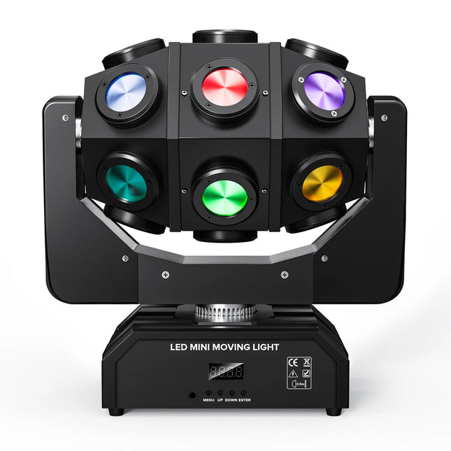 180W LED Mini Moving Head Light with 18 RGBW Beams – DMX512, Sound-Activated, Strobe Effects for DJ, Stage & Party