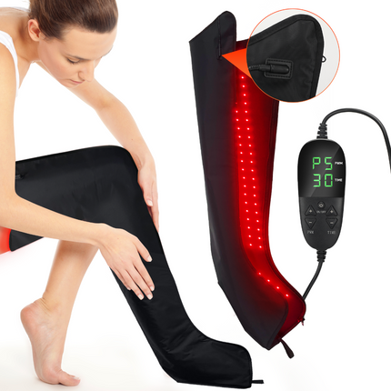 Infrared Red Light Relaxation Leg Wrap 528 LED Heat Adjustable Support Pad Black