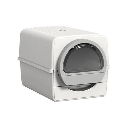Spacious Semi-Covered Cat Litter Box with Smart Rotating Clean Mechanism for Cats Up to 12 kg