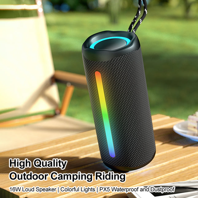 Portable Bluetooth 5.3 Waterproof RGB Wireless Speaker with Stereo Bass & 10-15 Hour Battery